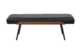 Iver black faux leather bench, front view from slightly above