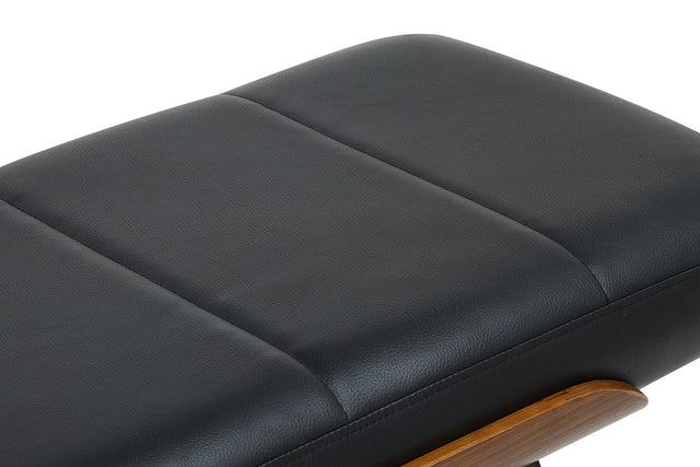 Iver 50-Inch Faux Leather and Bentwood Bench - Channel-Stitched Faux Leather