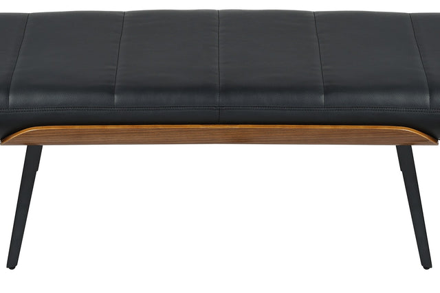 Iver 50-Inch Faux Leather and Bentwood Bench - Walnut Bentwood Accent