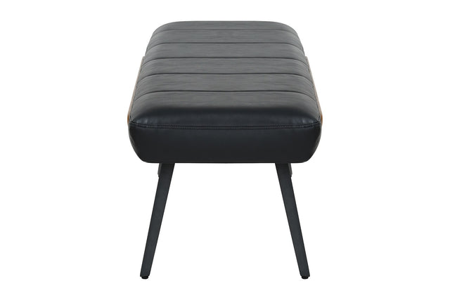 Iver 50-Inch Faux Leather and Bentwood Bench - Black Metal A-Line Legs