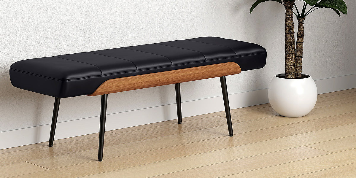 Iver 50-Inch Faux Leather and Bentwood Bench