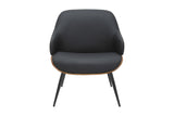 Iver black faux leather accent chair, front view