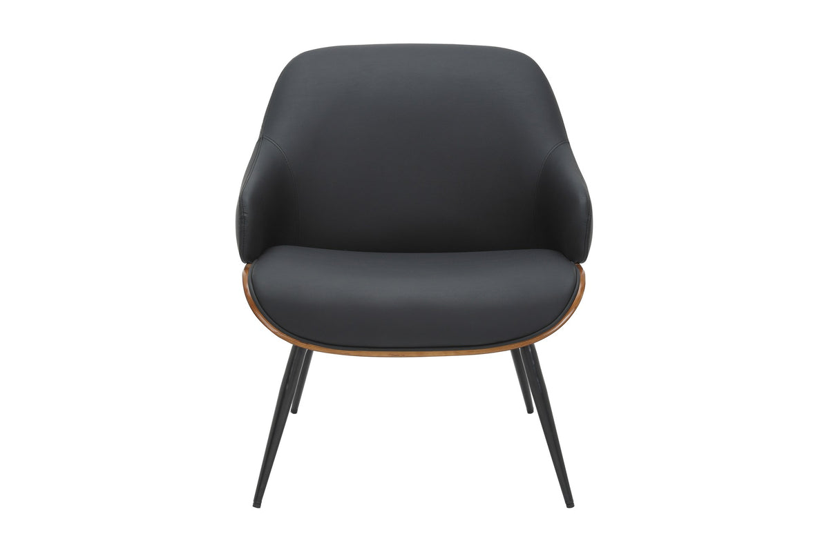 Iver black faux leather accent chair, front view