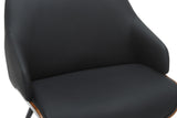 Close-up of the Iver black faux leather back and seat cushion