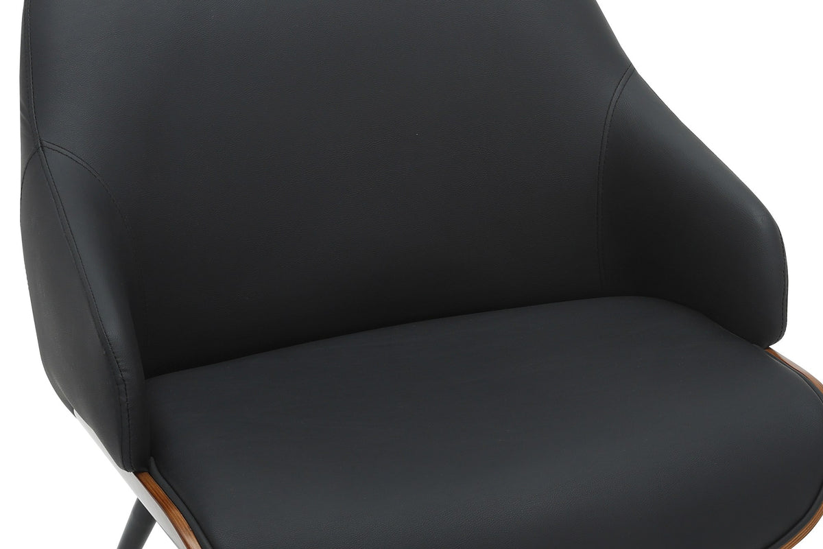 Close-up of the Iver black faux leather back and seat cushion