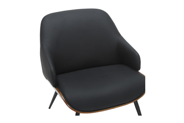 Iver Faux Leather and Bentwood Accent Chair - Black Faux Leather