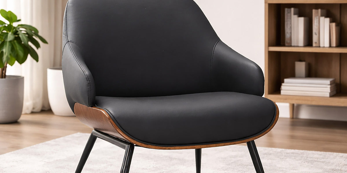 Iver Faux Leather and Bentwood Accent Chair
