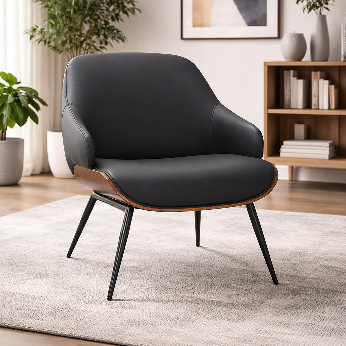 Iver Faux Leather and Bentwood Accent Chair