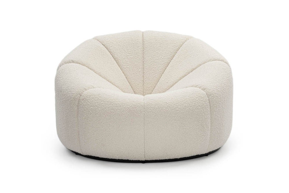 Valencia Lily Boucle Fabric Accent Chair, Snow White Color