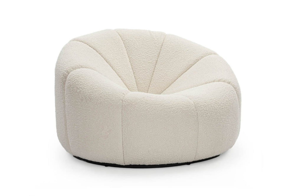 Valencia Lily Boucle Fabric Accent Chair, Pearl Color