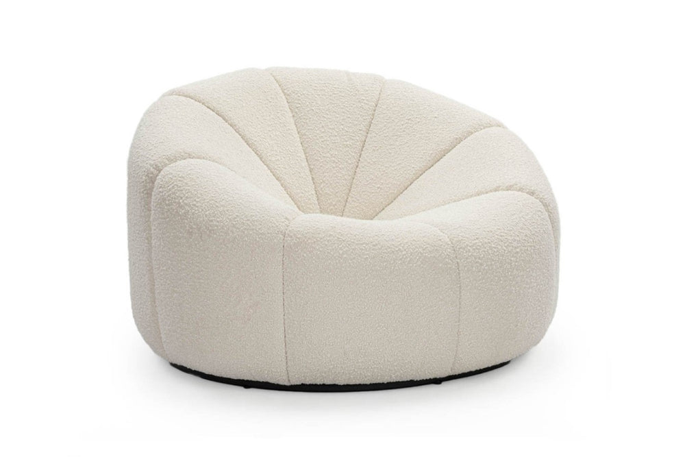 Valencia Lily Boucle Fabric Accent Chair, Snow White Color