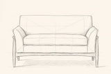 Pencil drawing of the Jesi loveseat traced from the front view