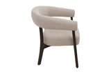 Jolie oat accent chair side view showing the wraparound arm and walnut-finish legs