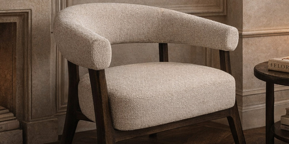 Jolie Textured Fabric Wraparound Accent Chair