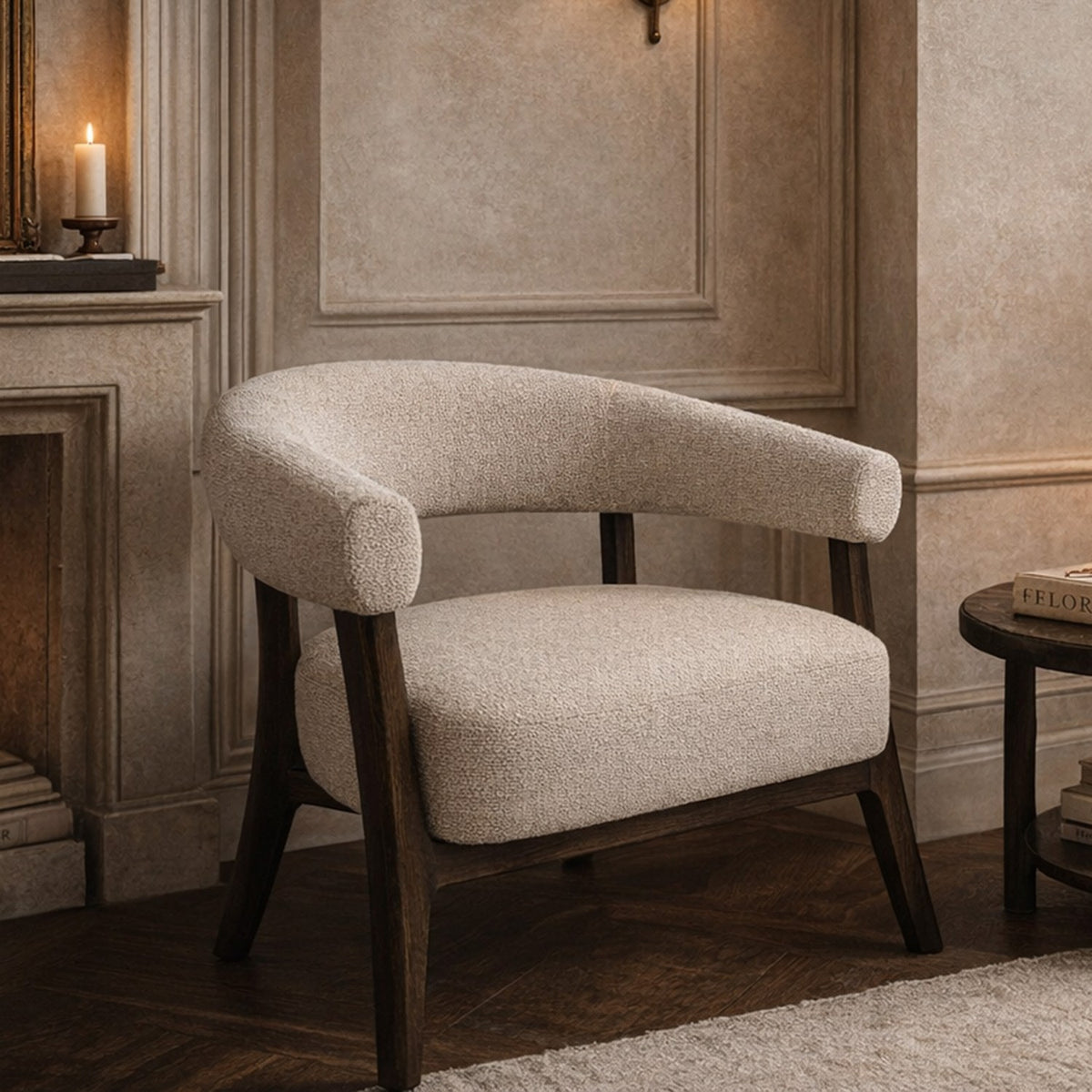 Jolie Textured Fabric Wraparound Accent Chair