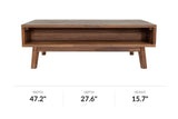 Keaton lift-top coffee table dimensions: 47.2 in wide, 27.6 in deep, 15.7 in high