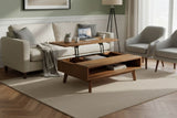 Keaton Warm Pecan coffee table in a sage green living room