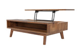 Keaton coffee table with the lift top raised, three-quarter view