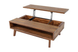 Keaton coffee table raised, showing the hidden storage compartment