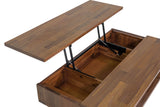 Close-up of the Keaton lift mechanism and wood-lined storage compartment
