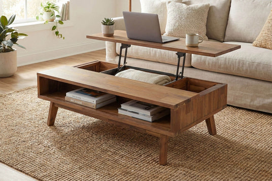 Keaton Acacia Lift-Top Coffee Table - A Desk When You Need One
