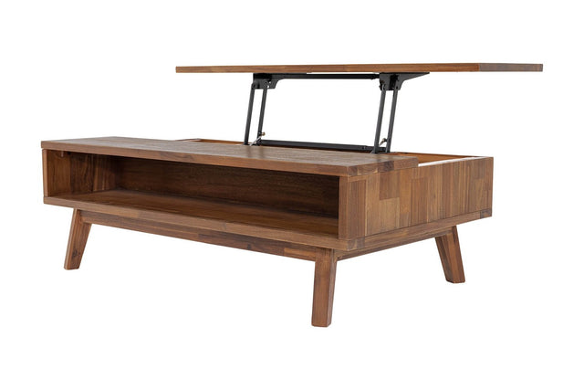 Keaton Acacia Lift-Top Coffee Table - Lift-Top Surface