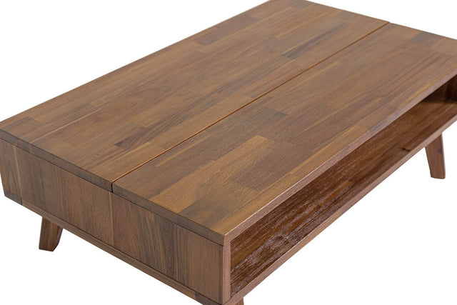 Keaton Acacia Lift-Top Coffee Table - Steel-Brushed Acacia
