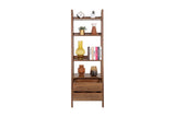 Keaton bookcase, front view styled with books, vases and plants