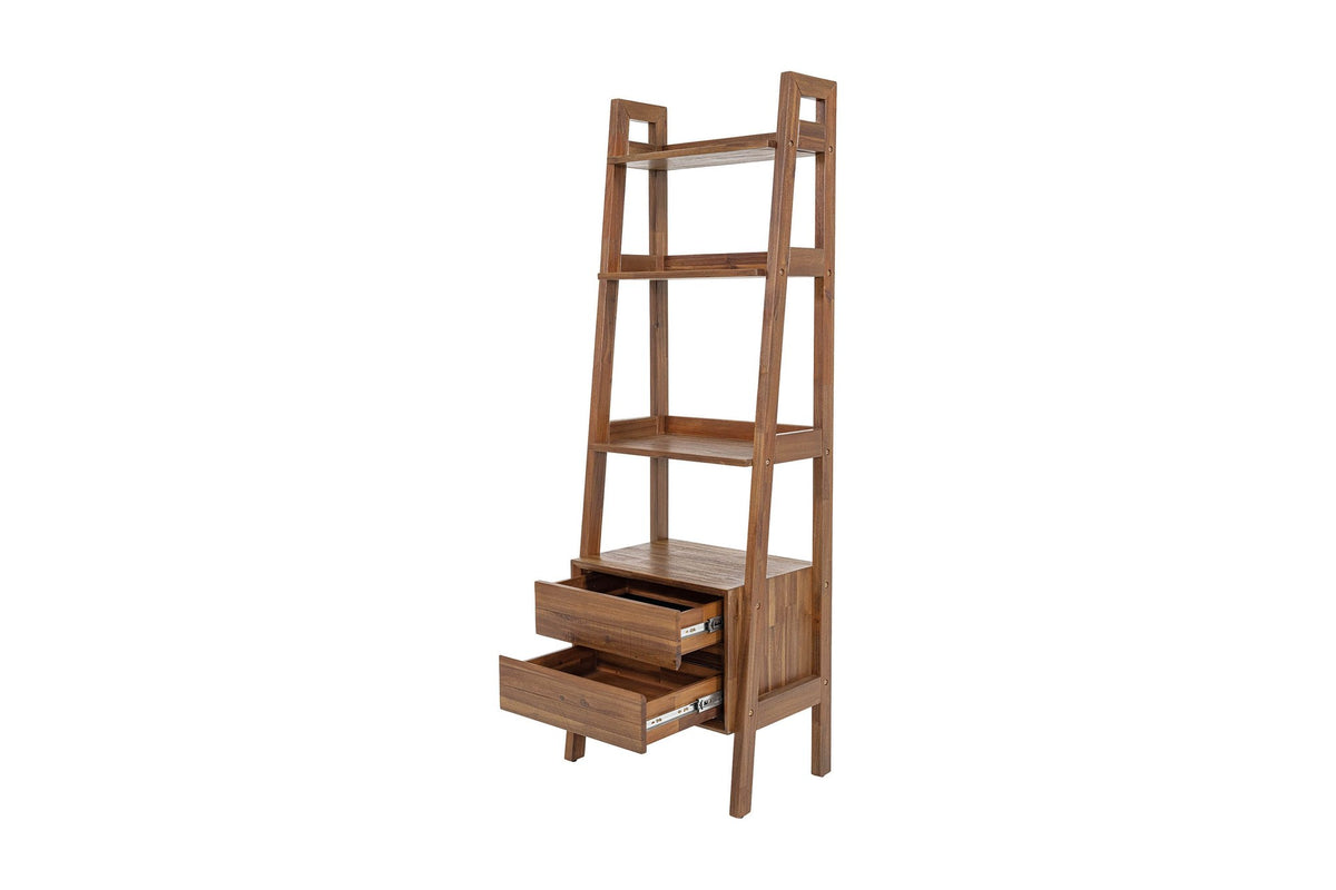 Keaton bookcase with both drawers open on ball-bearing glides