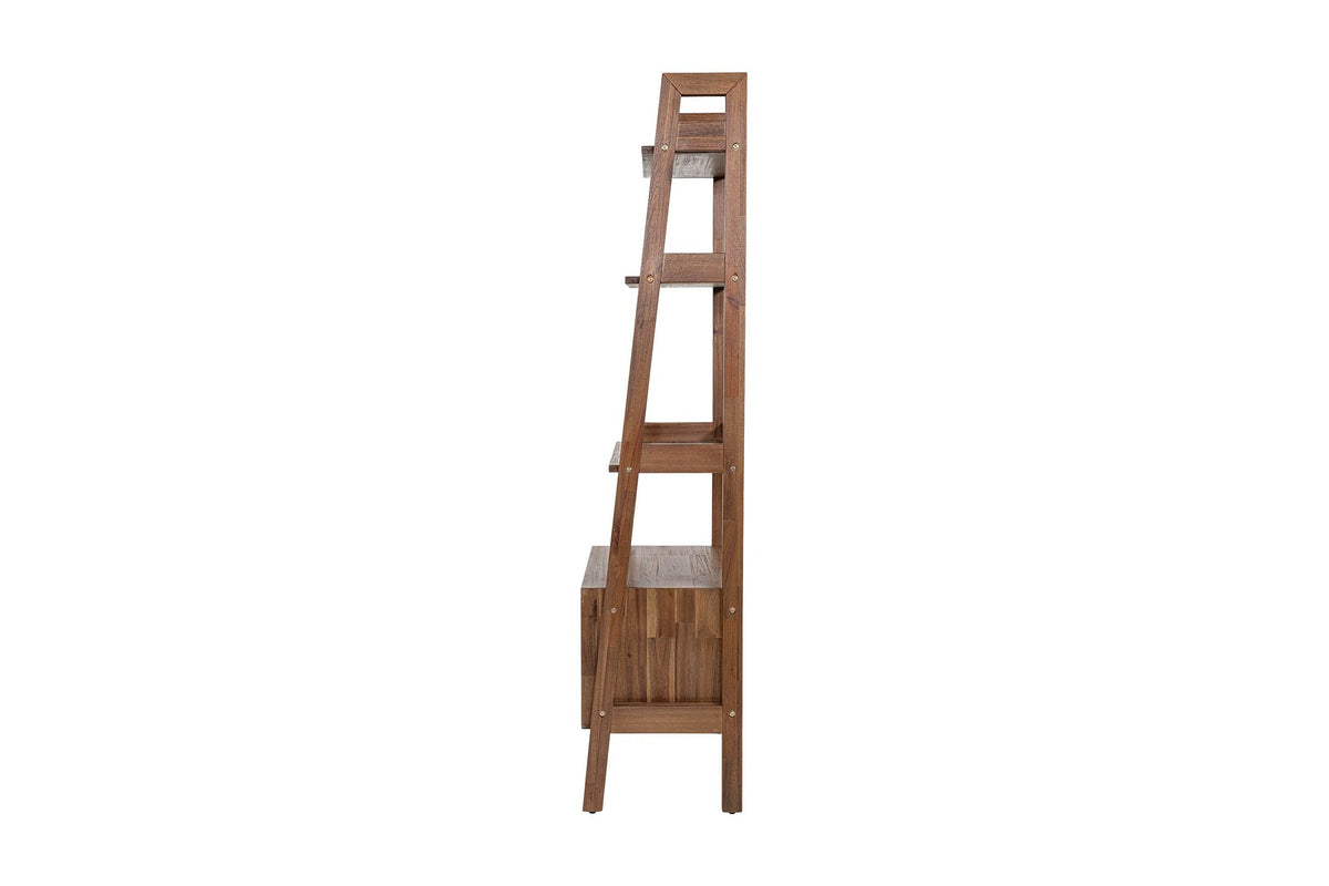 Keaton bookcase side view showing the leaning ladder frame