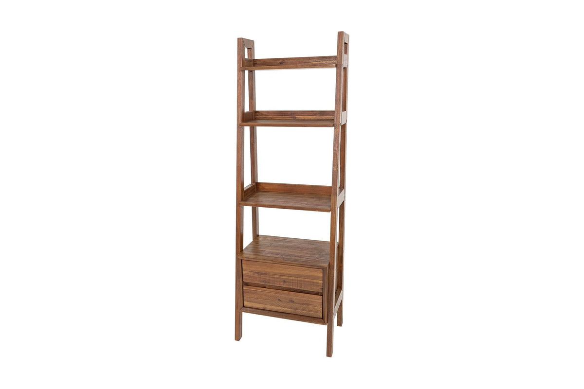 Keaton Warm Pecan bookcase, alternate three-quarter view