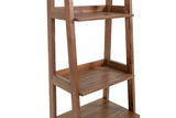 Close-up of the Keaton bookcase's acacia shelves and side frames