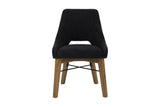 Keaton curved dining chair, front view showing the back cut-out