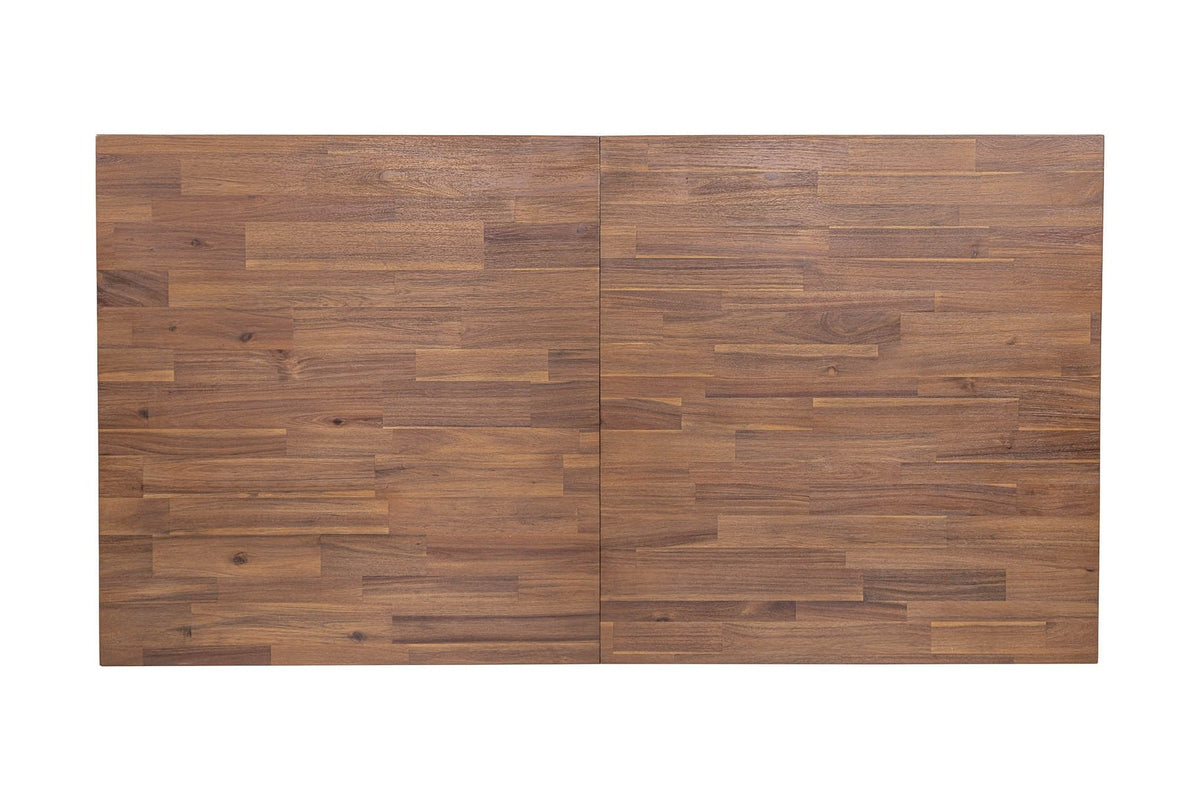 Top view of the Keaton dining table showing solid acacia staves