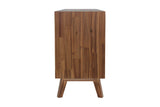 Keaton Warm Pecan dresser, side view showing the angled legs