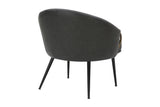 Kenna barrel accent chair from behind, showing the rounded charcoal back