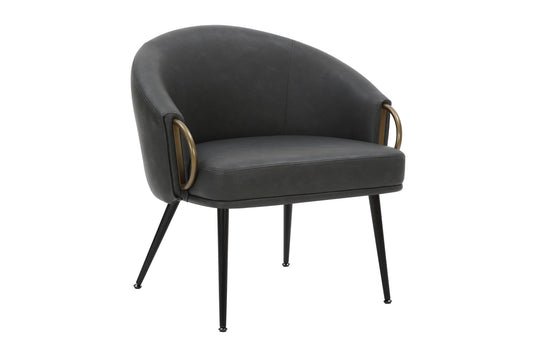 Kenna Vintage Faux Leather Barrel Accent Chair - A Rounded Barrel Silhouette