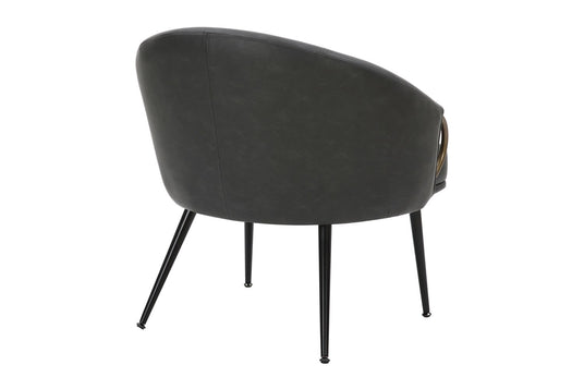 Kenna Vintage Faux Leather Barrel Accent Chair - Finished From Every Angle