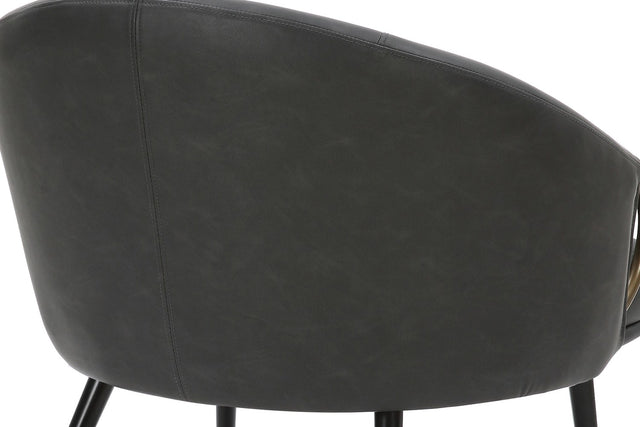 Kenna Vintage Faux Leather Barrel Accent Chair - Vintage Charcoal Faux Leather