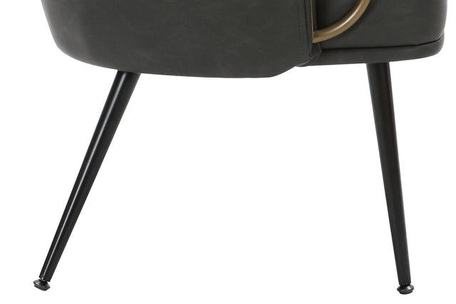 Kenna Vintage Faux Leather Barrel Accent Chair - Slim Black Metal Legs
