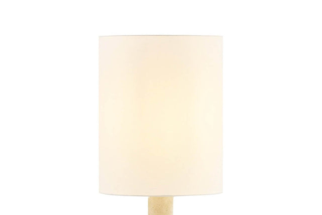 Kerensa Sculptural Pine and Linen Table Lamp - Tall Linen Drum Shade