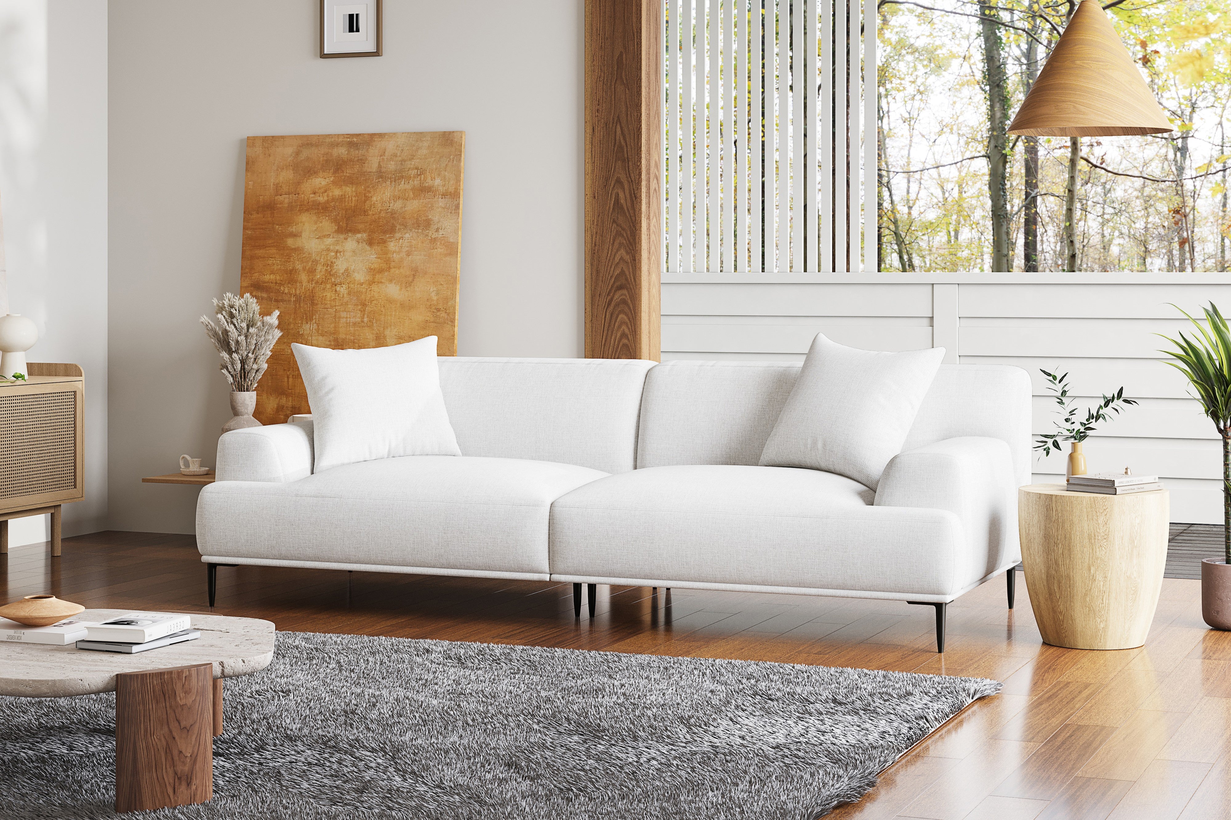 Valencia Kotor Modern Fabric Sofa, White