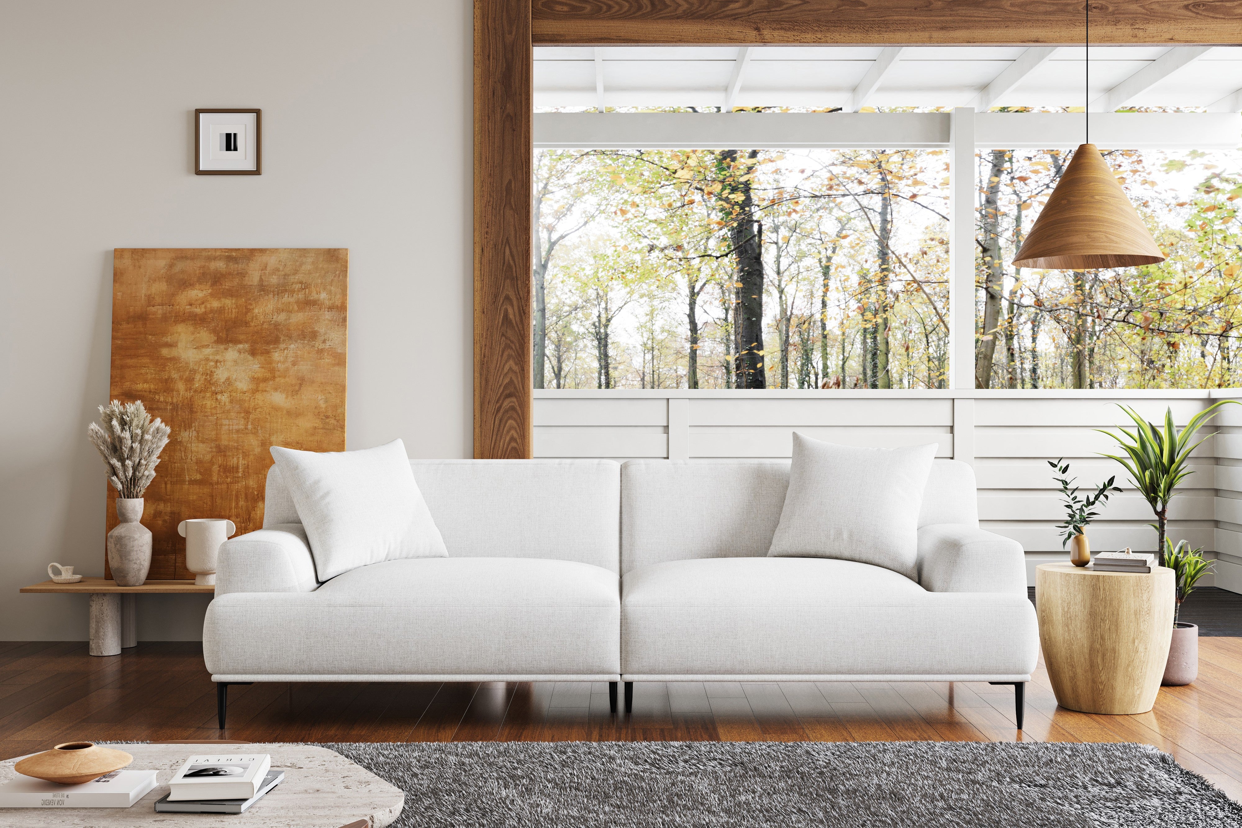 Valencia Kotor Modern Fabric Sofa, White