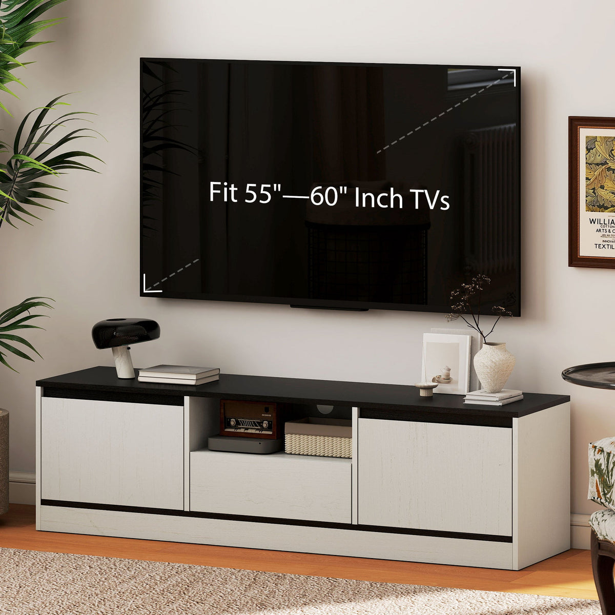 Palmer TV Stand for 55-60 Inch TVs - White