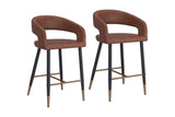 Lark counter stools, set of two in saddle faux leather