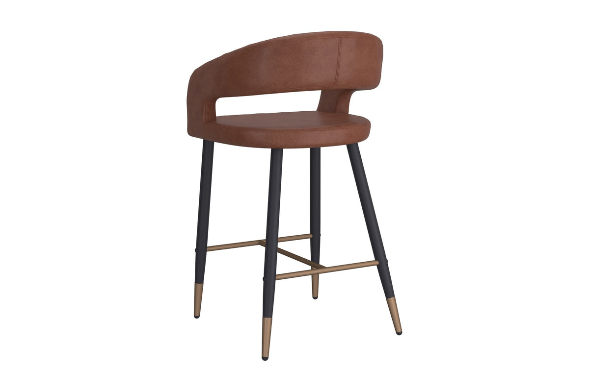 Lark counter stool, rear three-quarter view of the curved back