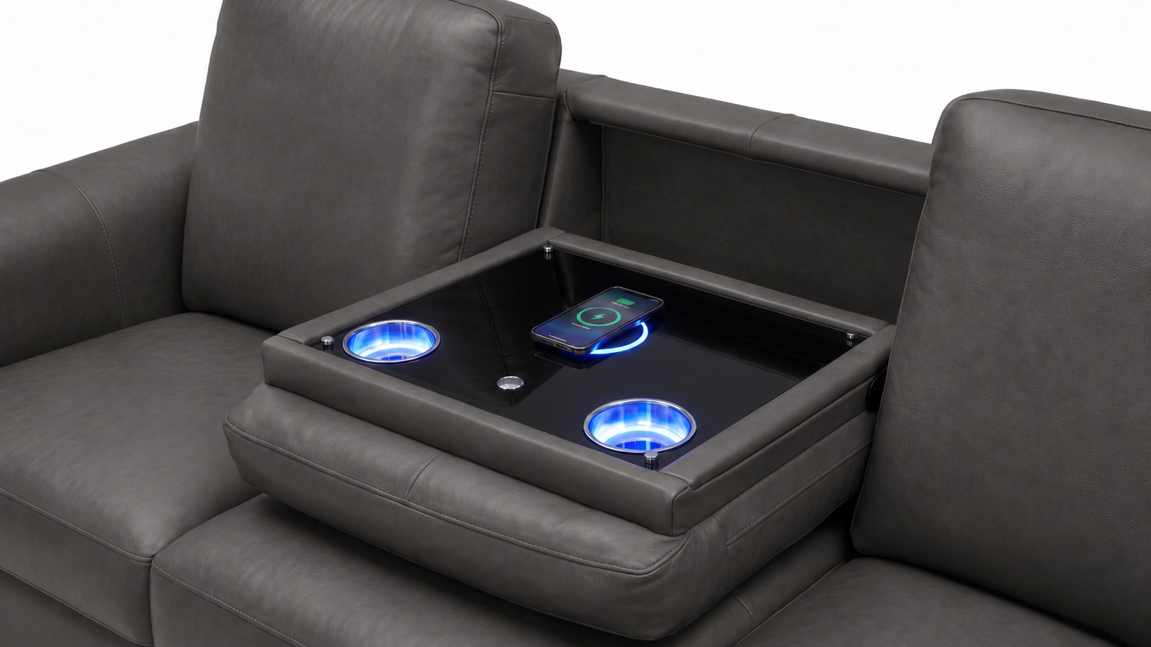 Valencia Laurent Leather Sofa With Console
