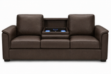 Valencia Laurent chocolate leather 3-seat sofa with drop-down console, wireless charging and LED cup holders