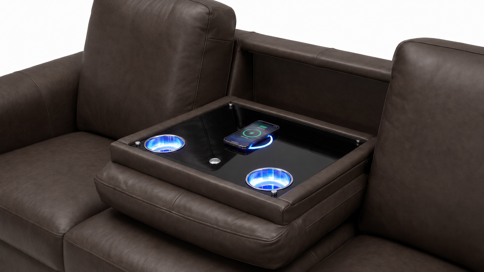 Valencia Laurent Leather Sofa With Console