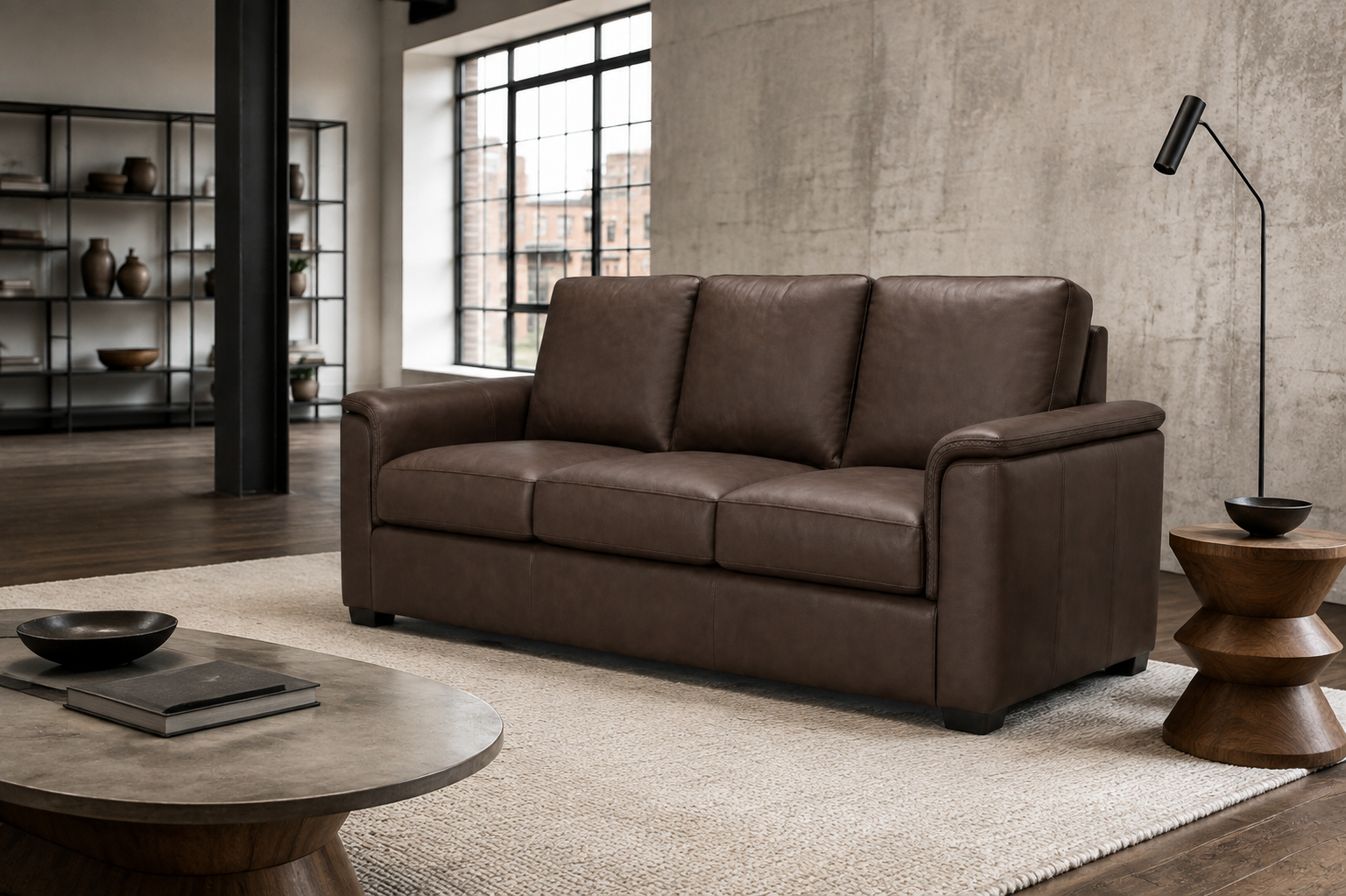 Valencia Laurent Leather Sofa With Console